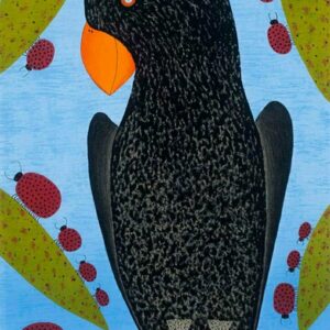 Parrot with ladybird family